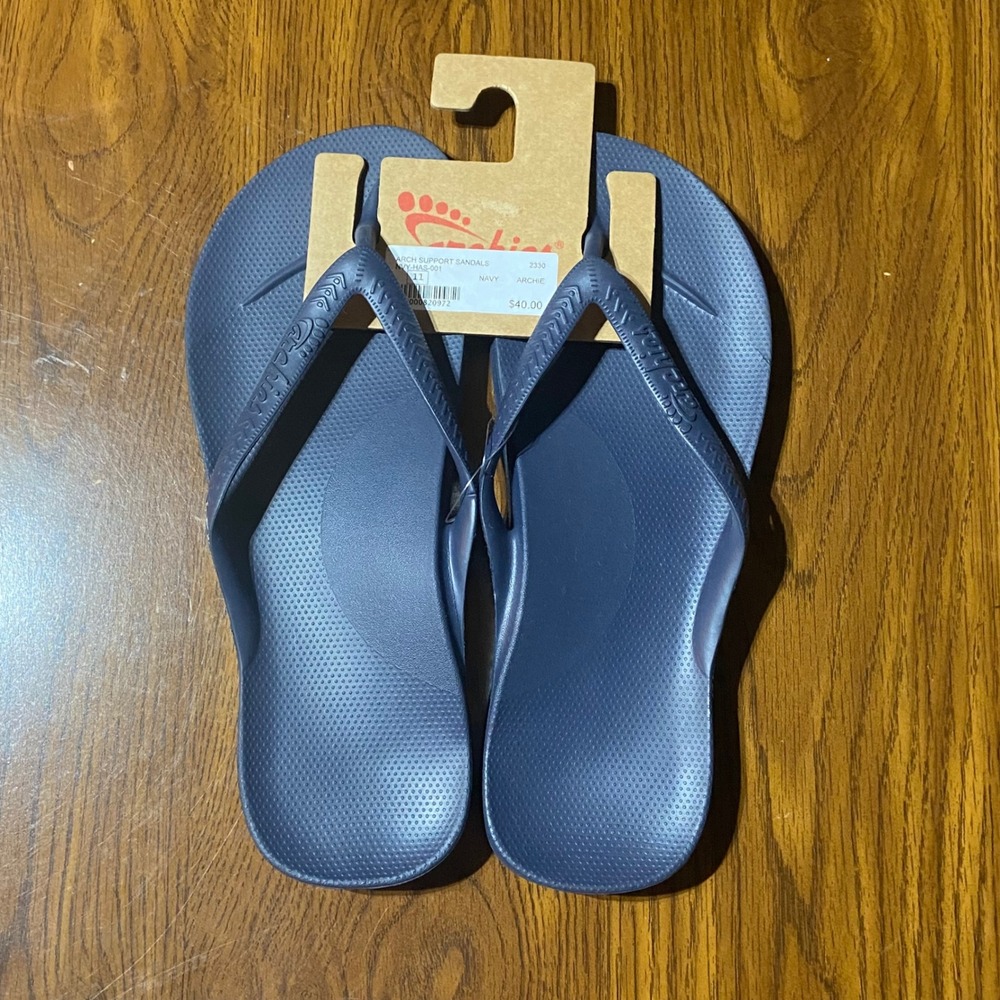 Archies Flip Flop Thong Sandals Arch Support Navy‎ Mens US 11 Women's US 12 NWT